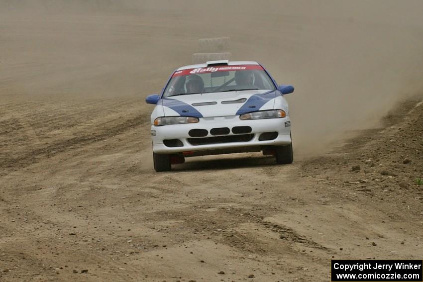 Paul Ritchie / Drew Ritchie Mitsubishi Eclipse GSX comes into the finish of SS1.