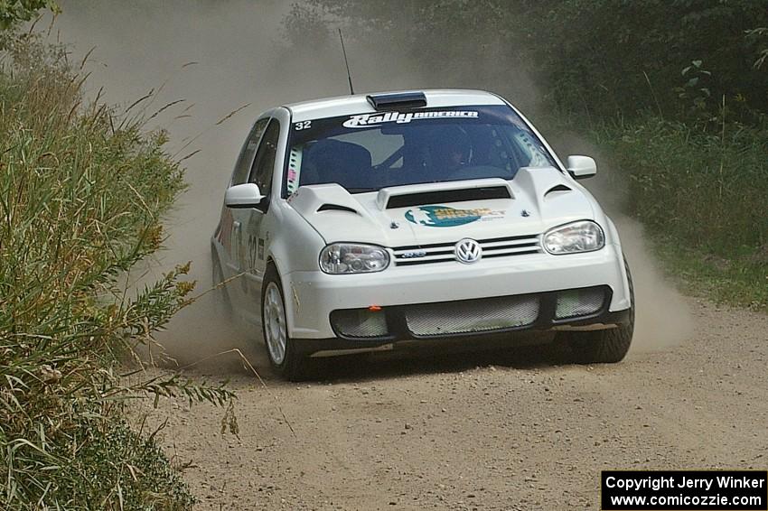 Justin Wollerman / Brian Scott VW R32 at the spectator point on SS9 (1).