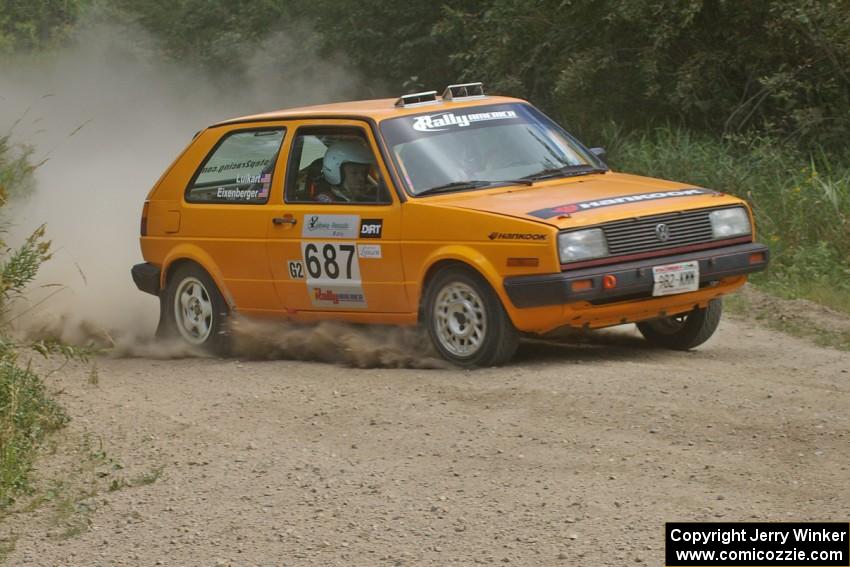 Chad Eixenberger / Jay Luikart VW Golf on SS9 at the spectator point.