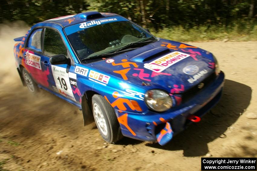 Tim Penasack / Scott Putnam Subaru WRX at a hard right on SS12.