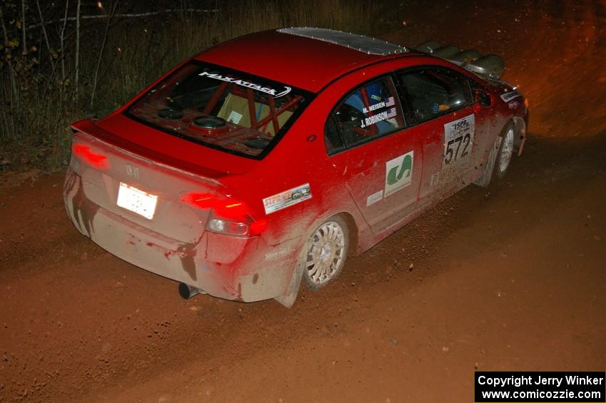 James Robinson / Michael Niesen Honda Civic Si at the final corner of Echo Lake 1, SS4.