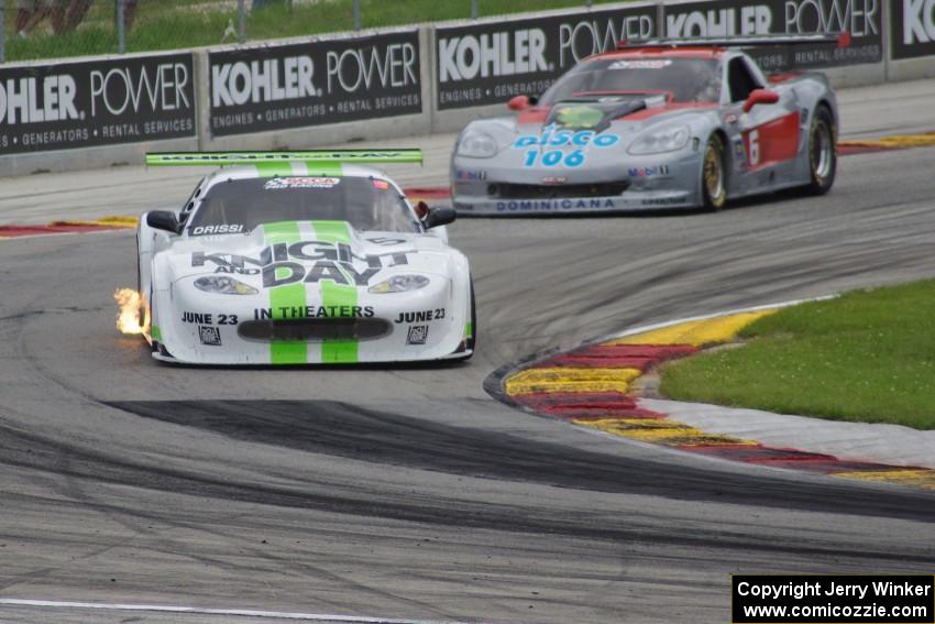 Tomy Drissi's Jaguar XKR ahead of R.J. Lopez's Chevy Corvette