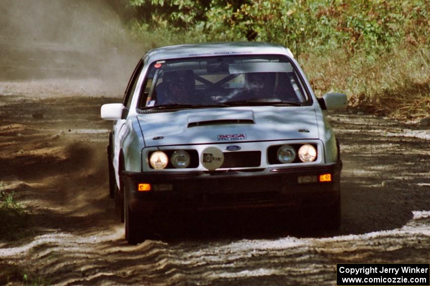 Colin McCleery / Jeff Secor Merkur XR4Ti near the start of SS8 (Thorpe Tower).