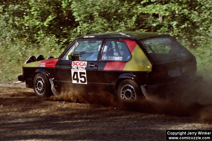 Jason Lajon / John Adleman VW GTI at the spectator point on SS10 (Kabekona).