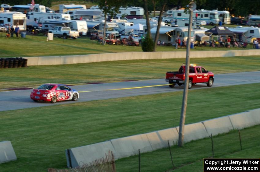 Corey Fergus / Owen Trinkler Honda Civic Si gets towed back to the pits