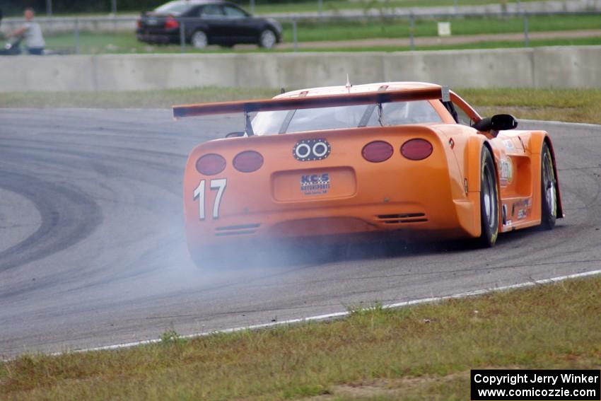 Bobby Sak's Chevy Corvette loses a power steering hose