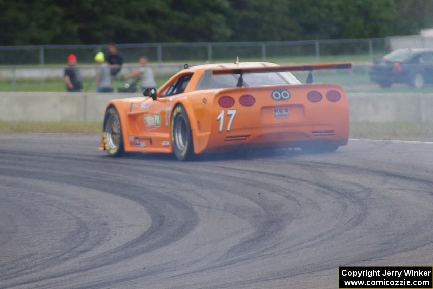 Bobby Sak's Chevy Corvette loses a power steering hose