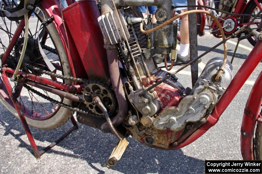 Detail of Ron Gardas, Jr.'s 1912 Indian motorcycle