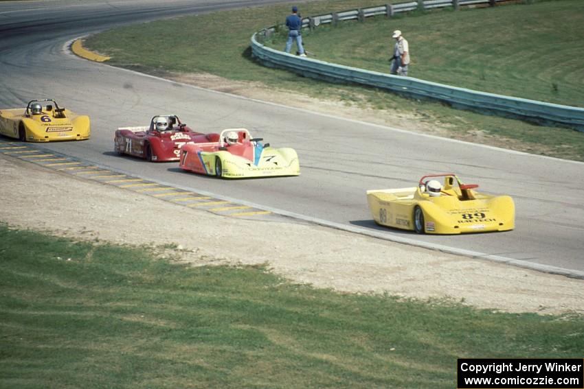 Kenneth Castle's Lola T-87/90 ahead of Cliff Knudsen's Swift DB-5, Erik Skirmants' Swift DB-2 and Alan Lewis' Lola T-90/90