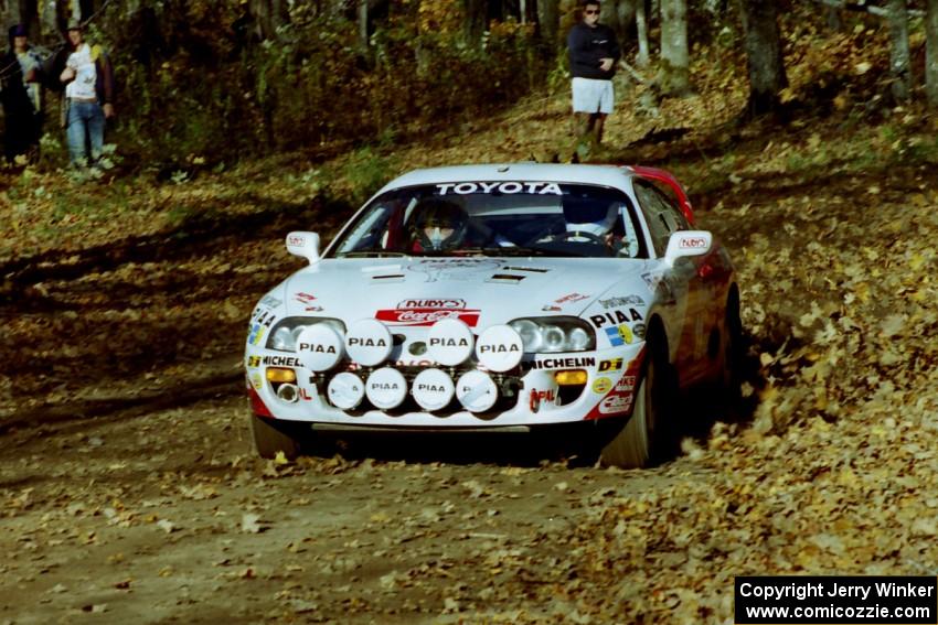 Ralph Kosmides / Joe Noyes Toyota Supra Turbo near the flying finish of SS1, Beacon Hill.