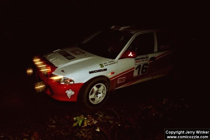 David Summerbell / Michael Fennell Mitsubishi Lancer Evo II at speed on SS8, Bob Lake II.