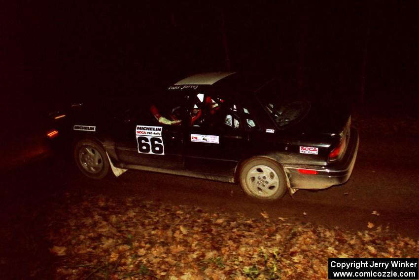 Todd Jarvey / Rich Faber Mitsubishi Galant VR-4 comes into the flying finish of SS10, Fuller Lake.