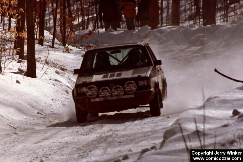 Eric Schroeder / Jeff Secor VW Jetta at speed on a straight on SS3.