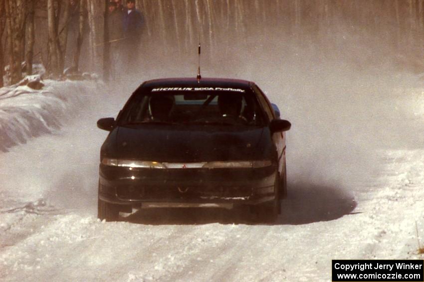 Cal Landau / Eric Marcus Mitsubishi Eclipse GSX at speed before the flying finish on the last stage prior to the lunch break.