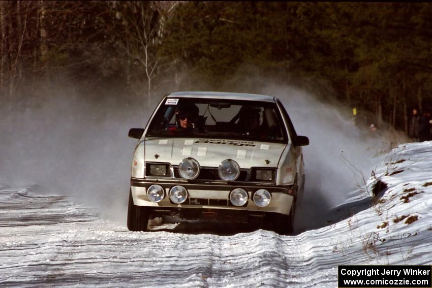 Henry Krolikowski / Cindy Krolikowski set their Dodge Shadow up for a fast left-hander on the stage before the lunch break.