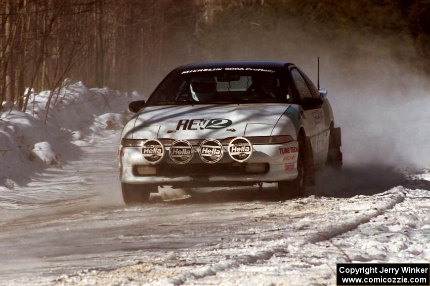 Rob Bohn / Todd Houtz Mitsubishi Eclipse at speed on the stage just prior to the lunch break.