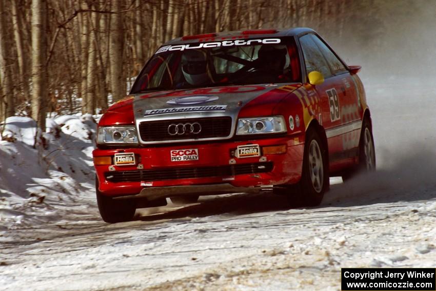 John Rek / Clark Bond Audi Quattro S2 at speed on the stage prior to the lunch break.