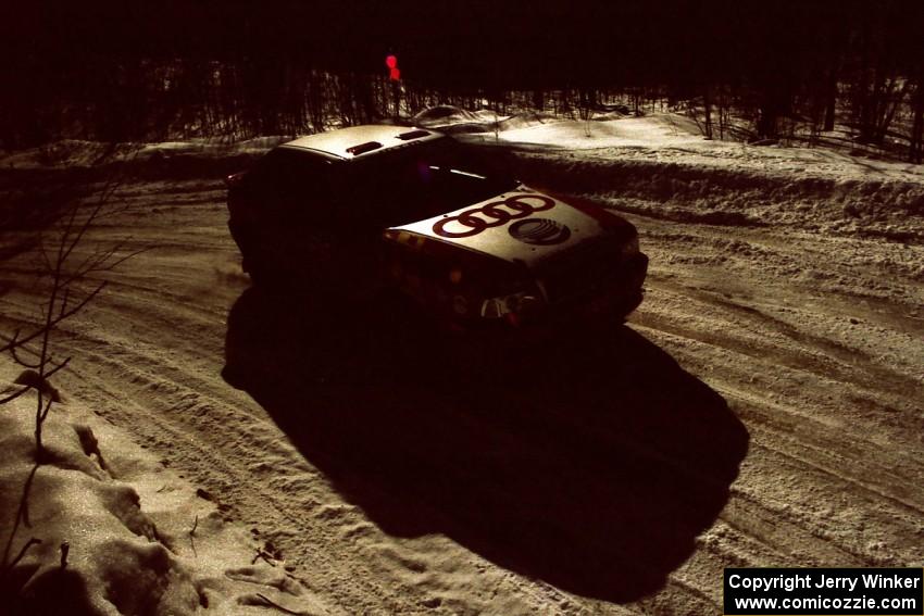 John Rek / Clark Bond Audi Quattro S2 drifts through a right-hander on the stage after the lunch break.