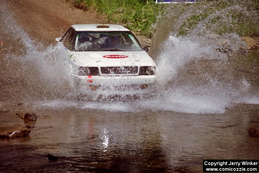 Demetrios Andreou / Constantine Mantopoulos Audi 90 Coupe Quattro at the finish of SS1, Stony Crossing.