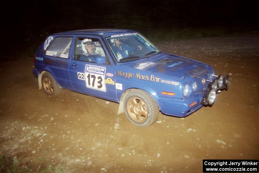 Patrick Lilly / Mark McAllister VW GTI at a hairpin on SS4, Grafton II.