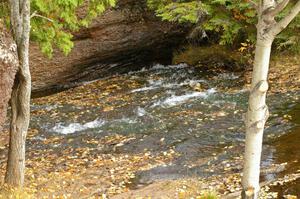 Silver Falls at the West entrance to Brockway Mountain Drive.