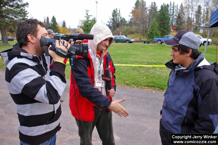 Kyle Sarasin is interviewed by the Polish media.