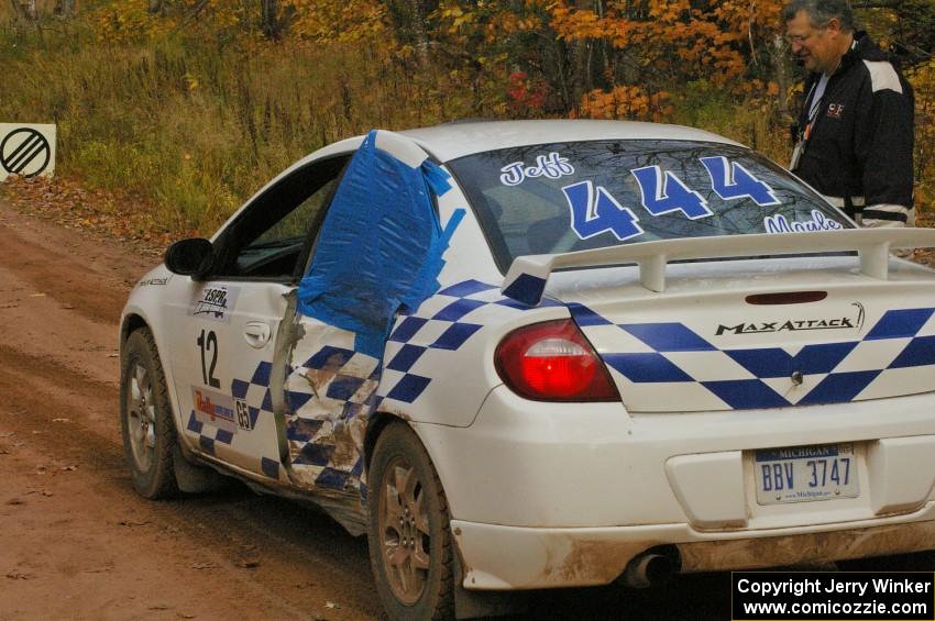 Repairs were imminent to the heavy damage sustained the previous night on the Zach Babcock / Jeff Miller Dodge SRT-4.