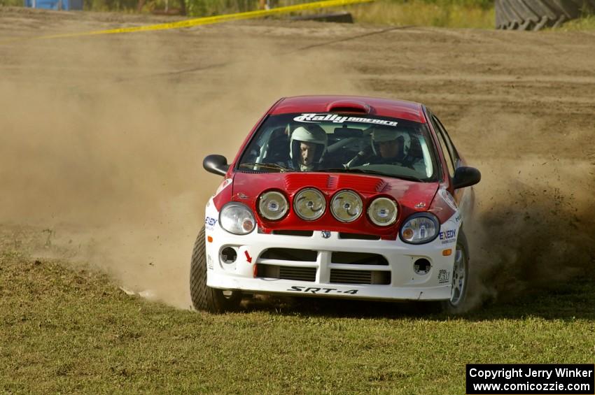 Lauchlin O'Sullivan / Karen Wagner bring their Dodge SRT-4 through the infield on SS1.