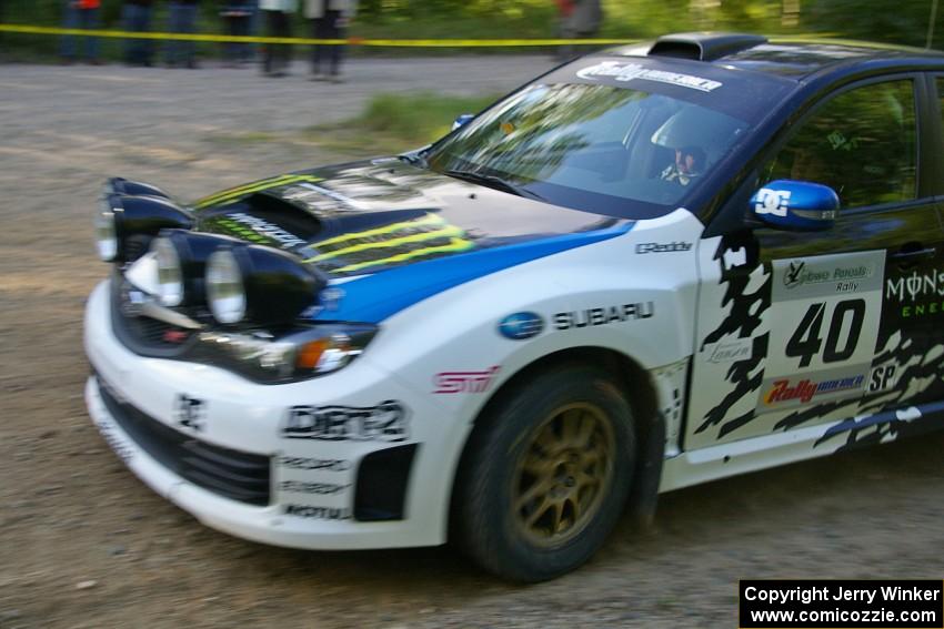 Dave Mirra / Derek Ringer fly past in their Subaru WRX STi on SS2.