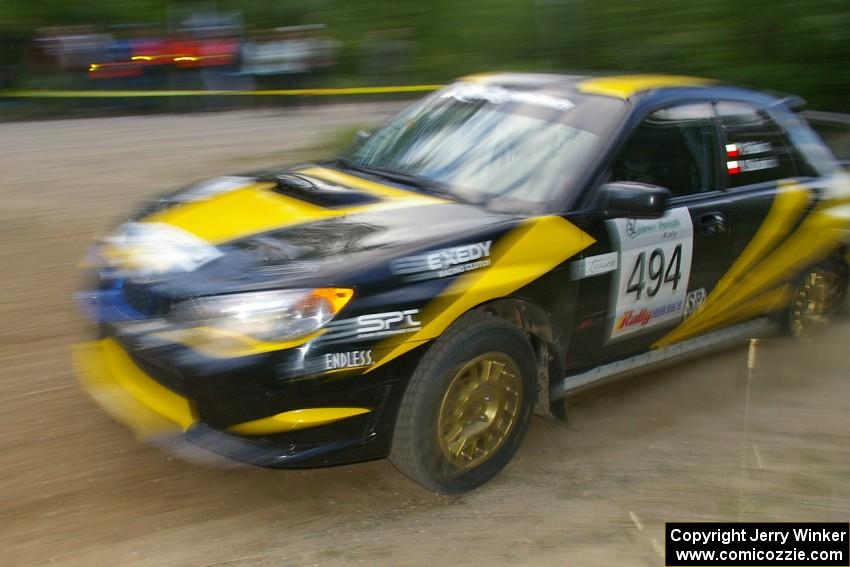 Roman Pakos / Maciej Sawicki at speed in their Subaru WRX STi on SS2.