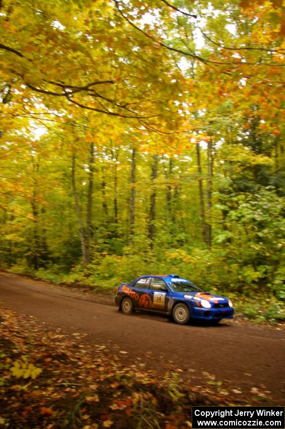 Tim Penasack / Alex Kihurani at speed in their Subaru WRX on Beacon Hill, SS2.