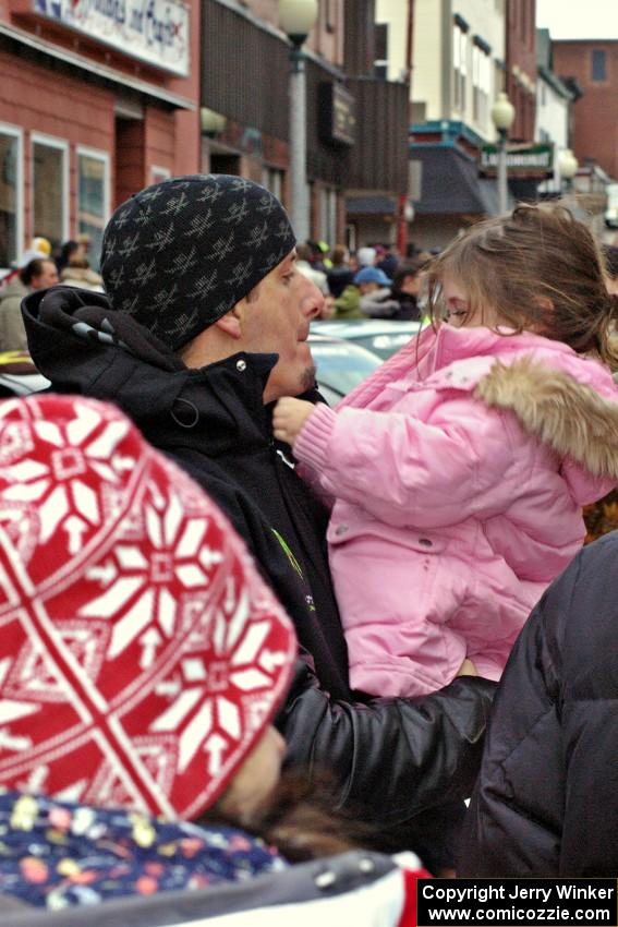 Ken Block and his daughter Lia enjoy some time together at Saturday's parc expose.