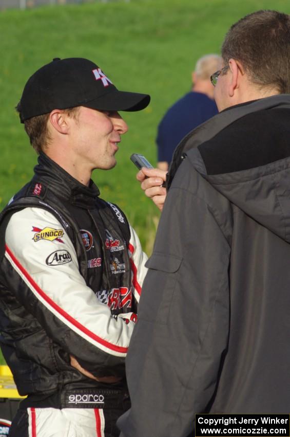 The race winner Michael Self is interviewed.