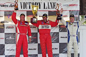 Trans-Am overall podium: L) Doug Peterson - 2nd; Tony Ave - 1st; and Simon Gregg - 3rd