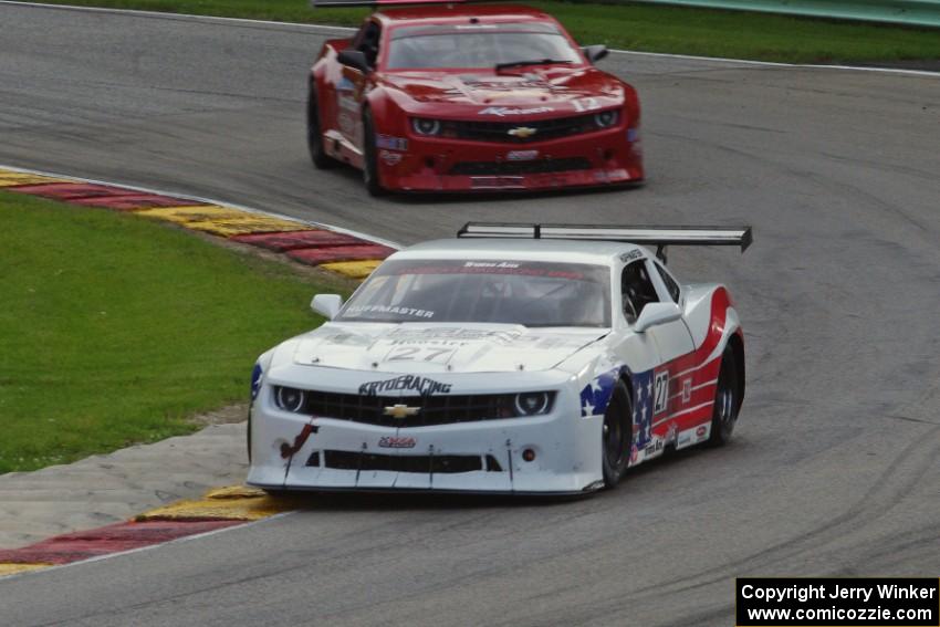 Rob Huffmaster's Chevy Camaro and Pete Halsmer's Chevy Camaro