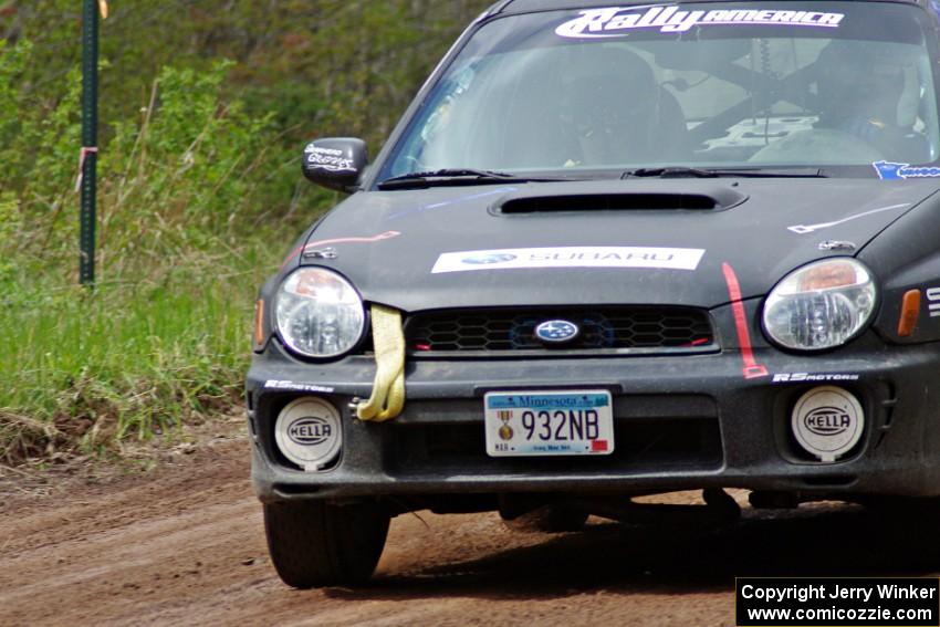 The Anthony Israelson / Jason Standage Subaru Impreza on stage one.