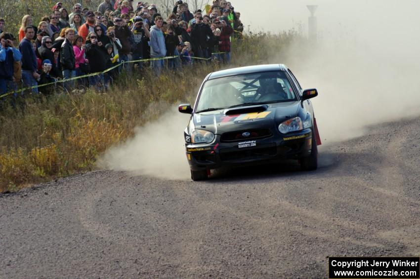 David Allan / John Atsma in their Subaru WRX on SS1 (Green Acres I)