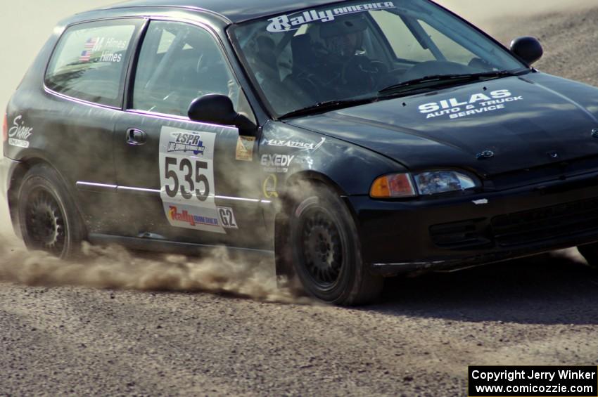 Silas Himes / Matt Himes in their Honda Civic on SS1 (Green Acres I)