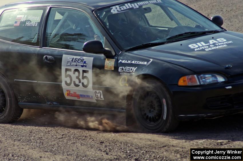 Silas Himes / Matt Himes in their Honda Civic on SS1 (Green Acres I)