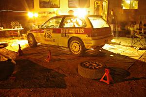 Brian Gottlieb / Pat Darrow in their Toyota FX-16 at Kenton service before SS8 (Bob Lake).