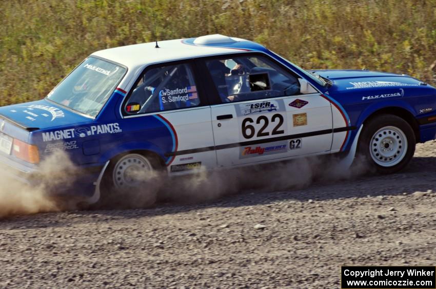 Scott Sanford / Joel Sanford in their BMW 325i on SS1 (Green Acres I)