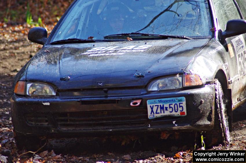 Silas Himes / Matt Himes spin out in their Honda Civic on SS3 (Herman I) after the jump