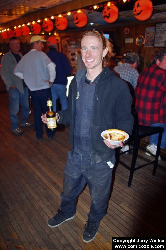 Paul Donlin relaxes with a bowl of chili and a beer at Hoppy's Bar after DNF'ing the event.