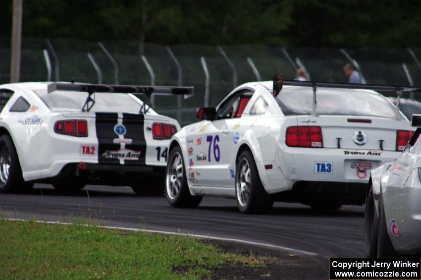 Joe Ebben's Ford Mustang, Chuck Cassaro's Ford Mustang and Kurt Roehrig's Chevy Camaro