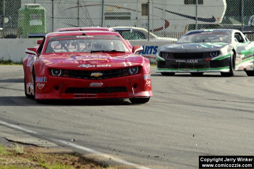 TA2 battle: 1. Cameron Lawrence, 2. Pete Halsmer and 3. Gregg Rodgers, all in Chevy Camaros.