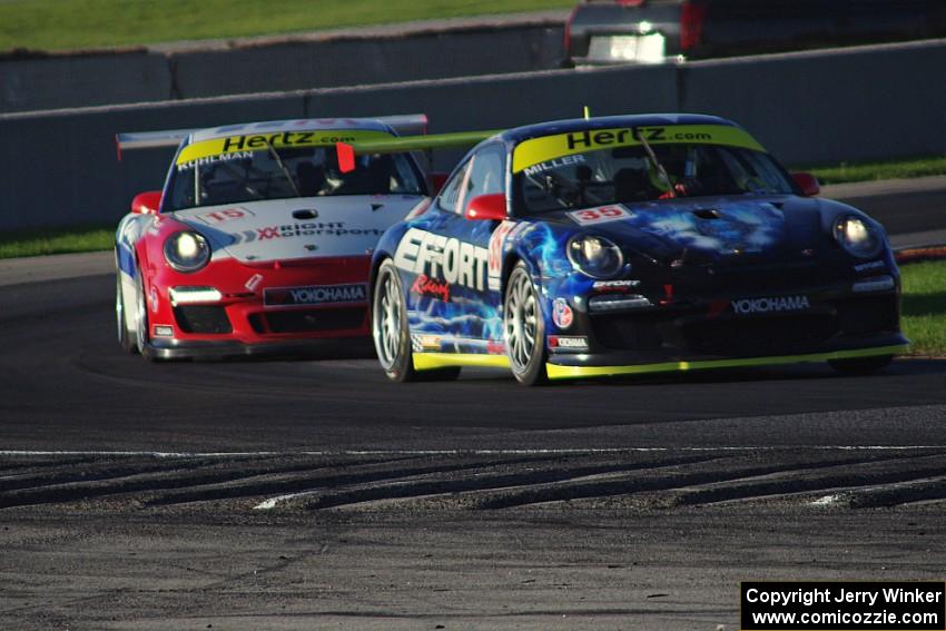 D. Bryce Miller's and Kasey Kuhlman's Porsche GT3 Cup cars