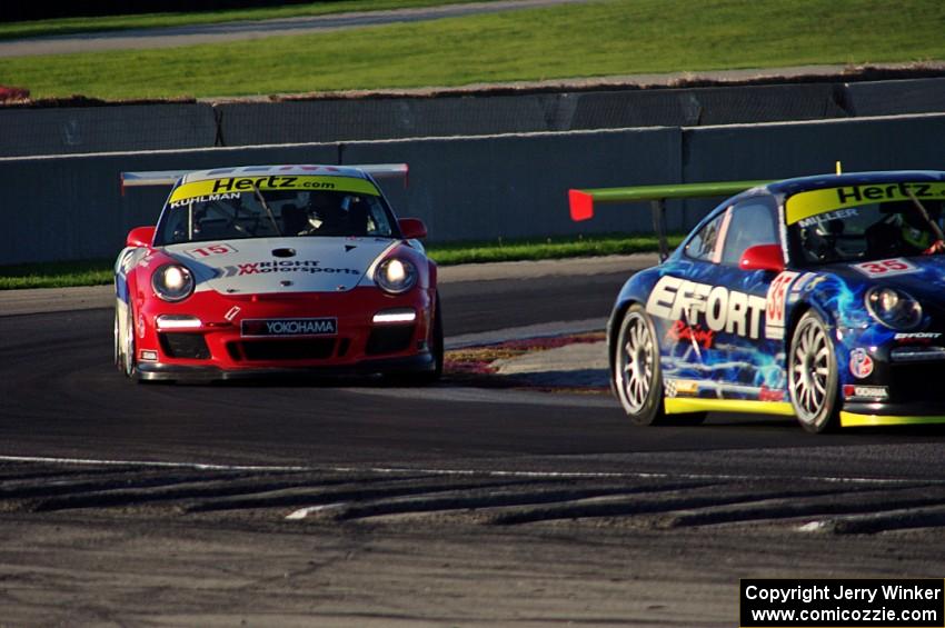 D. Bryce Miller's and Kasey Kuhlman's Porsche GT3 Cup cars