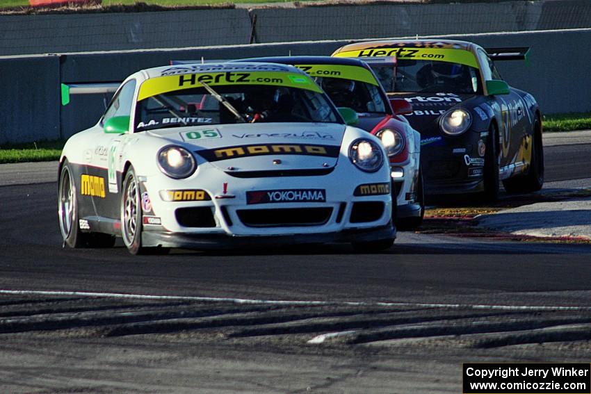 Angel Benitez, Jr.'s, Tom Haacker's and David Calvert-Jones' Porsche GT3 Cup cars