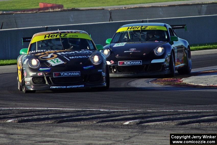 David Calvert-Jones' and Scott Tucker's Porsche GT3 Cup cars