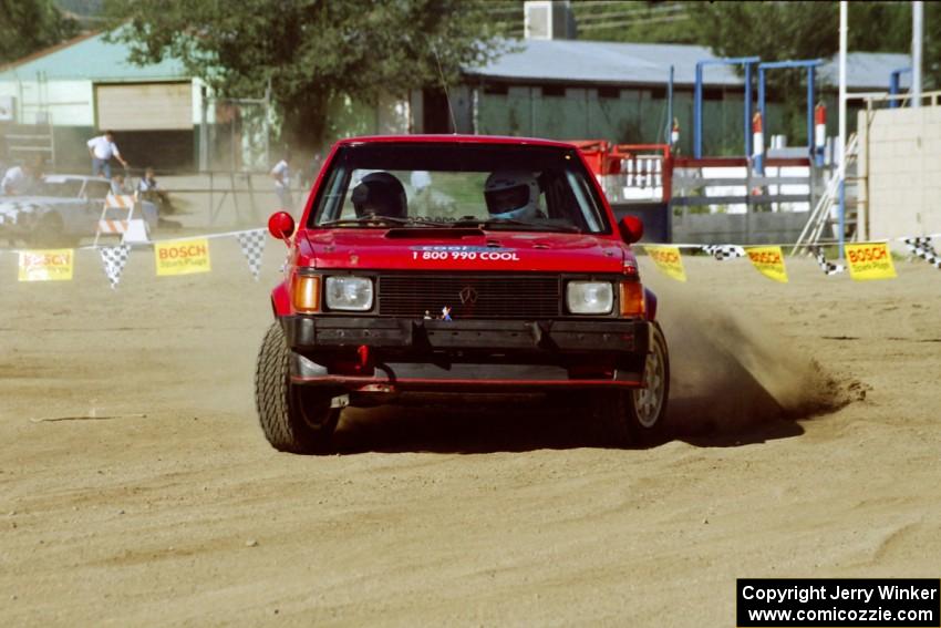 Justin Benham / Chrissie Beavis Dodge Omni GLH Turbo on SS1, Fairgrounds.